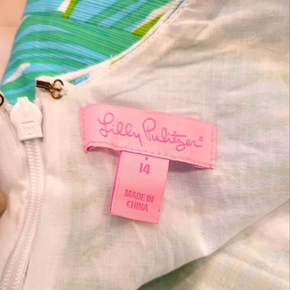 💚 Lilly Pulitzer Tessa Fronds Green Leaf dress - 14 - Picture 3 of 4
